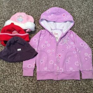A cute Jacket and hats for toddler (Lot of 4)